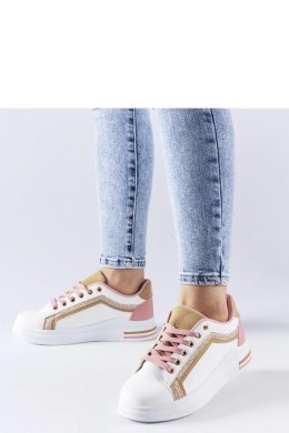 Biało-różowe sneakersy na platformie Mayfield ze złotymi elementami - Solea Solea