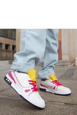 Biało-różowe sneakersy z żółtym językiem Archie - Solea Solea
