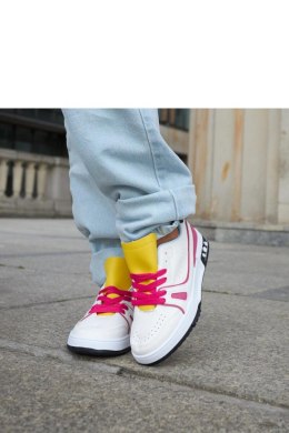 Biało-różowe sneakersy z żółtym językiem Archie - Solea Solea