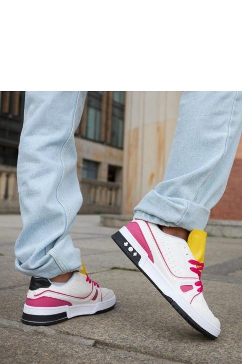 Biało-różowe sneakersy z żółtym językiem Archie - Solea Solea Biało-różowe sneakersy z żółtym językiem Archie - Solea Solea