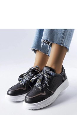 Czarne sneakersy wiązane wstążką Pryor - Solea Solea