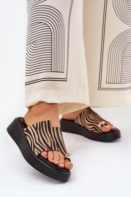 Sandał Klapki Model Saqesse MANO777 Zebra Black/Beige - Step in style Step in style
