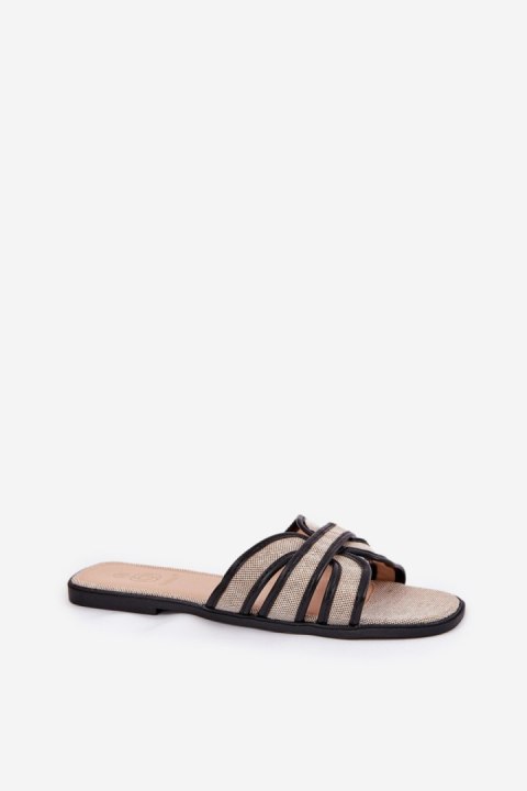 Sandał Klapki Model Scazze TC-11 Beige/Black - Step in style Step in style Sandał Klapki Model Scazze TC-11 Beige/Black - Step in style Step in style
