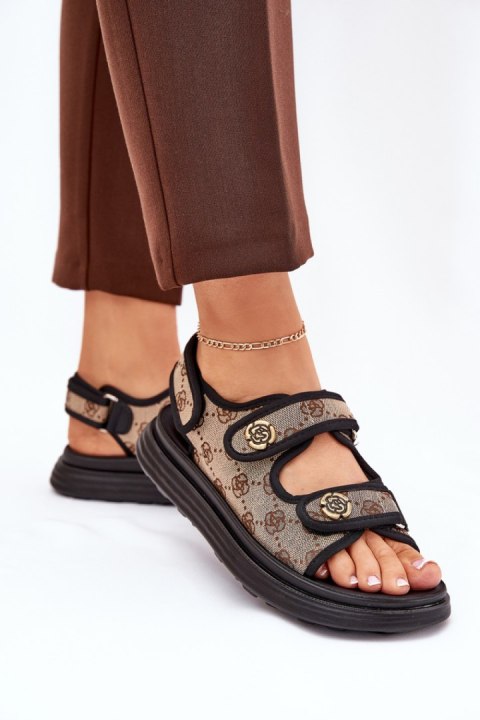 Sandały Model Pefese 88-12 Beige/Black - Step in style Step in style
