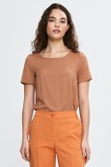 Bluzka basic z krótkim rękawem B193 Carmel - Nife Nife Bluzka basic z krótkim rękawem B193 Carmel - Nife Nife
