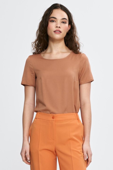 Bluzka basic z krótkim rękawem B193 Carmel - Nife Nife Bluzka basic z krótkim rękawem B193 Carmel - Nife Nife