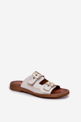 Sandał Klapki Model Zazoo 3020 Złoty Przecierany - Step in style Step in style