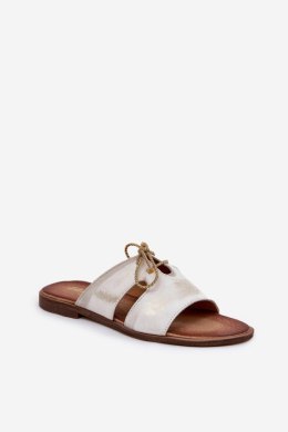 Sandał Klapki Model Zazoo 3022 Złoty Przecierany - Step in style Step in style