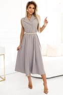 Sukienka Model 596-2 Grey Beige - Numoco Numoco Sukienka Model 596-2 Grey Beige - Numoco Numoco