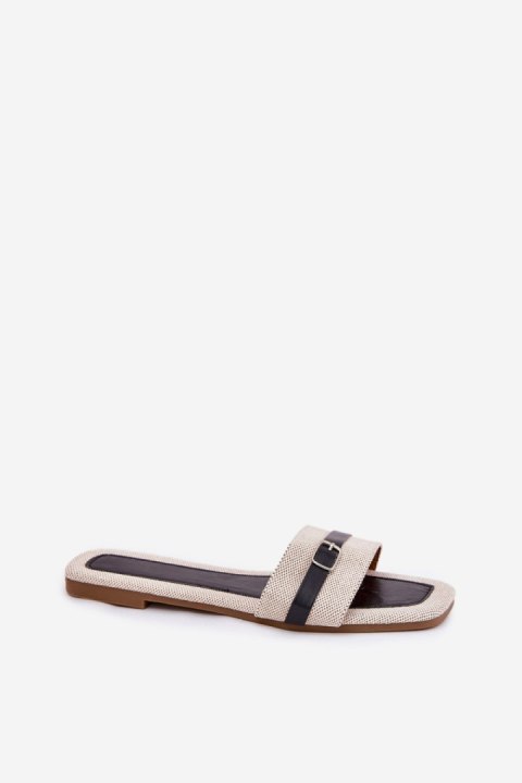 Sandał Klapki Model Zilina N75-60 Beige/Black - Step in style Step in style Sandał Klapki Model Zilina N75-60 Beige/Black - Step in style Step in style