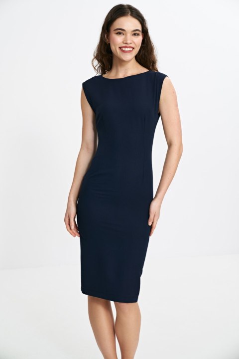 Sukienka z subtelnym dekoltem na plecach S266 Navy - Nife Nife Sukienka z subtelnym dekoltem na plecach S266 Navy - Nife Nife
