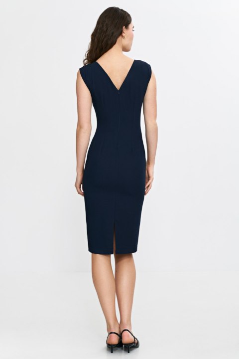 Sukienka z subtelnym dekoltem na plecach S266 Navy - Nife Nife Sukienka z subtelnym dekoltem na plecach S266 Navy - Nife Nife