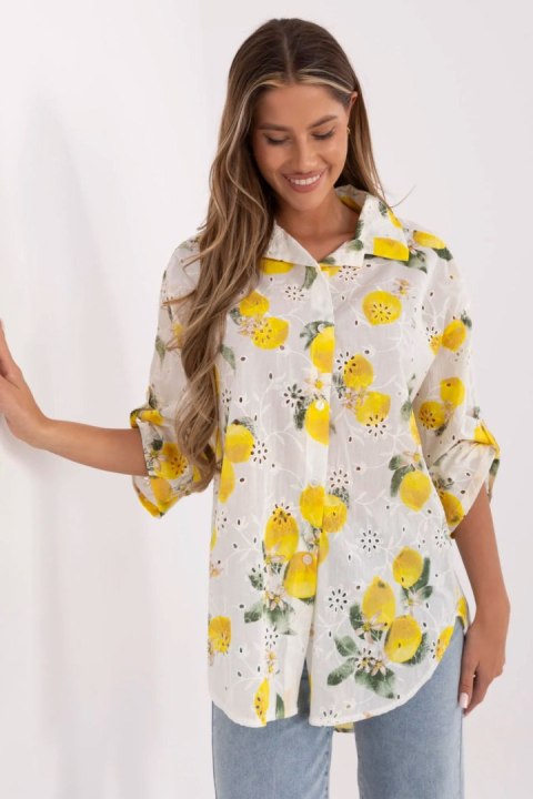 Koszula Damska Model MI-KS-359.17 Ecru - Italy Moda Italy Moda Koszula Damska Model MI-KS-359.17 Ecru - Italy Moda Italy Moda