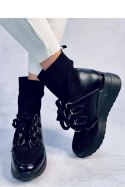 Botki na koturnie elastyczna cholewka KAYE BLACK - Inello Inello Botki na koturnie elastyczna cholewka KAYE BLACK - Inello Inello