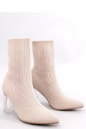 Botki skarpetkowe na przezroczystym obcasie DESTANI BEIGE - Inello Inello Botki skarpetkowe na przezroczystym obcasie DESTANI BEIGE - Inello Inello