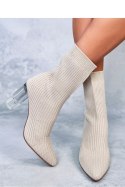 Botki skarpetkowe na przezroczystym obcasie DESTANI BEIGE - Inello Inello Botki skarpetkowe na przezroczystym obcasie DESTANI BEIGE - Inello Inello