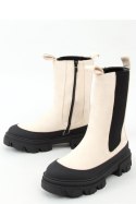 Botki sztyblety wysokie kremowe RB122P BEIGE - Inello Inello Botki sztyblety wysokie kremowe RB122P BEIGE - Inello Inello