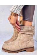 Botki z marszczoną cholewką BRACY KHAKI - Inello Inello Botki z marszczoną cholewką BRACY KHAKI - Inello Inello