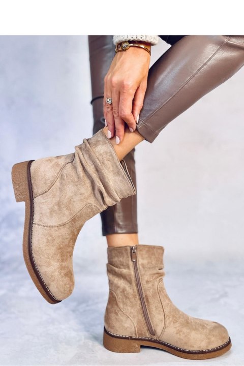 Botki z marszczoną cholewką BRACY KHAKI - Inello Inello Botki z marszczoną cholewką BRACY KHAKI - Inello Inello