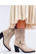 Botki zamszowe kowbojki HARDIN BEIGE - Inello Inello Botki zamszowe kowbojki HARDIN BEIGE - Inello Inello