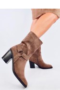 Botki zamszowe kowbojki HARDIN KHAKI - Inello Inello Botki zamszowe kowbojki HARDIN KHAKI - Inello Inello