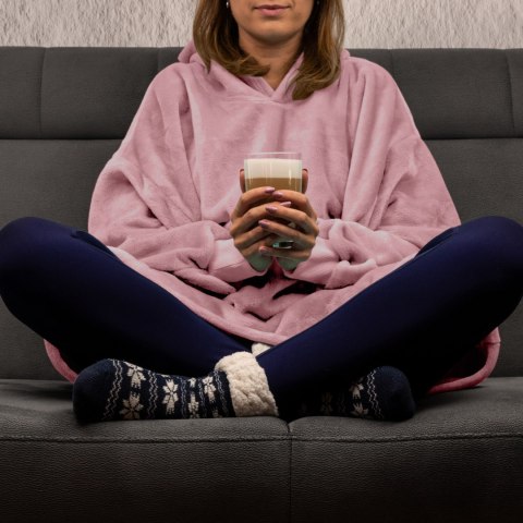 Bluzair Bluza Koc Oversize z Kapturem Polska Róż Bluzair Bluza Koc Oversize z Kapturem Polska Róż