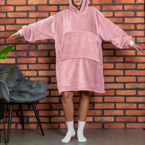 Bluzair Bluza Koc Oversize z Kapturem Polska Róż Bluzair Bluza Koc Oversize z Kapturem Polska Róż