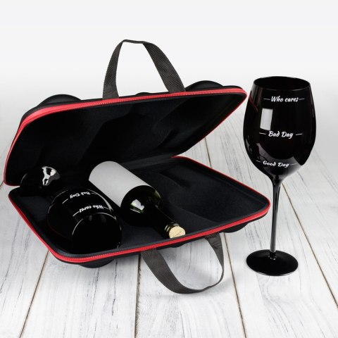 Etui na wino z 2 kieliszkami Who cares duże xxl Etui na wino z 2 kieliszkami Who cares duże xxl