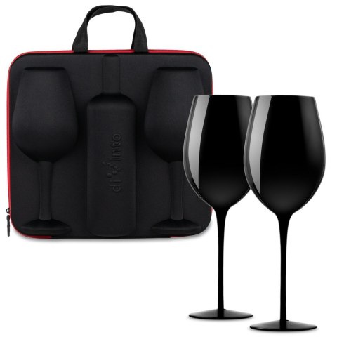 Etui na wino z 2 kieliszkami zestaw do wina Black Etui na wino z 2 kieliszkami zestaw do wina Black