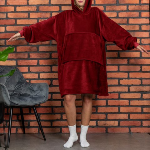 Bluzair Bluza Koc Oversize Kaptur Polska Bordowy Bluzair Bluza Koc Oversize Kaptur Polska Bordowy