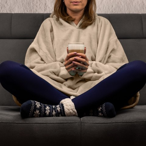 Bluzair Bluza Koc Oversize Kaptur Polska Jasny beż Bluzair Bluza Koc Oversize Kaptur Polska Jasny beż