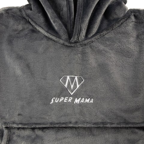 Bluzair SUPER MAMA - Bluza koc - Szary - prezent dla mamy - dzień matki Bluzair SUPER MAMA - Bluza koc - Szary - prezent dla mamy - dzień matki
