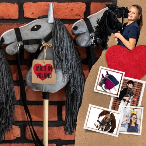 Hobby Horse Skippi - koń na kiju - Szary A5 - kantar i wodze - lekki Hobby Horse Skippi - koń na kiju - Szary A5 - kantar i wodze - lekki
