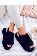 Kapcie damskie z gumką RHODES CZARNE - Inello Inello Kapcie damskie z gumką RHODES CZARNE - Inello Inello