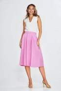 Spódnica midi z rayonu z zakładkami SP82 Pink - Nife Nife Spódnica midi z rayonu z zakładkami SP82 Pink - Nife Nife