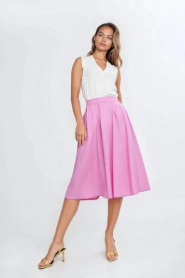 Spódnica midi z rayonu z zakładkami SP82 Pink - Nife Nife