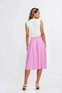 Spódnica midi z rayonu z zakładkami SP82 Pink - Nife Nife Spódnica midi z rayonu z zakładkami SP82 Pink - Nife Nife