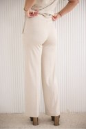 Spodnie Damskie Model M419LX Lurex Beige - La Aurora La Aurora Spodnie Damskie Model M419LX Lurex Beige - La Aurora La Aurora
