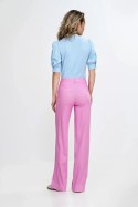 Spodnie bootcut z rayonu z krytym guzikiem SD111 Pink - Nife Nife Spodnie bootcut z rayonu z krytym guzikiem SD111 Pink - Nife Nife
