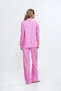 Spodnie bootcut z rayonu z krytym guzikiem SD111 Pink - Nife Nife Spodnie bootcut z rayonu z krytym guzikiem SD111 Pink - Nife Nife
