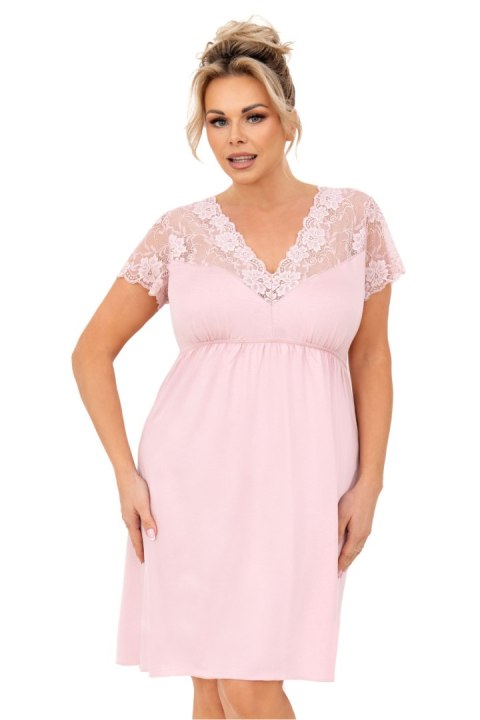 Koszulka nocna Koszula Nocna Model Livia Plus Size Powder Pink - Donna Donna Koszulka nocna Koszula Nocna Model Livia Plus Size Powder Pink - Donna Donna