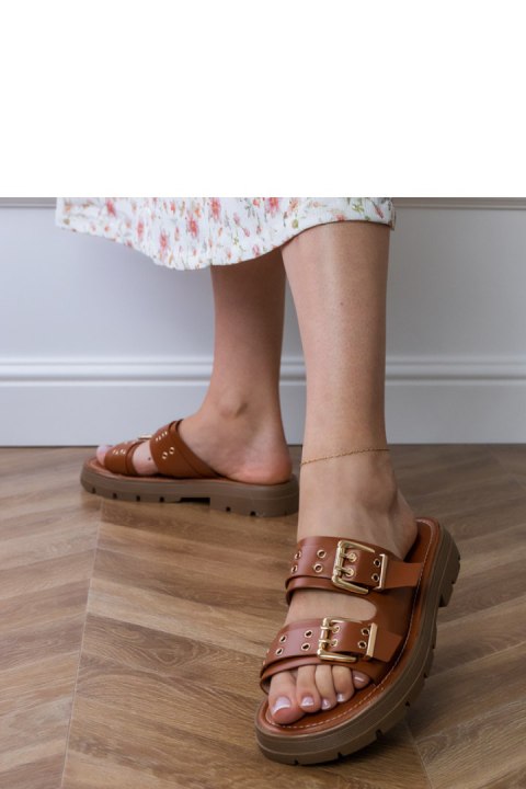 Sandał Klapki Model Liluna DFY-9 Brown - PRIMO PRIMO Sandał Klapki Model Liluna DFY-9 Brown - PRIMO PRIMO