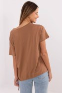 Tshirt Damski Model CLM-TS-1017.03 Light Brown - Factory Price Factory Price Tshirt Damski Model CLM-TS-1017.03 Light Brown - Factory Price Factory Price