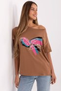 Tshirt Damski Model CLM-TS-1019.79 Light Brown - Factory Price Factory Price Tshirt Damski Model CLM-TS-1019.79 Light Brown - Factory Price Factory Price