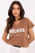 Tshirt Damski Model CLM-TS-1726.87 Light Brown - Factory Price Factory Price Tshirt Damski Model CLM-TS-1726.87 Light Brown - Factory Price Factory Price