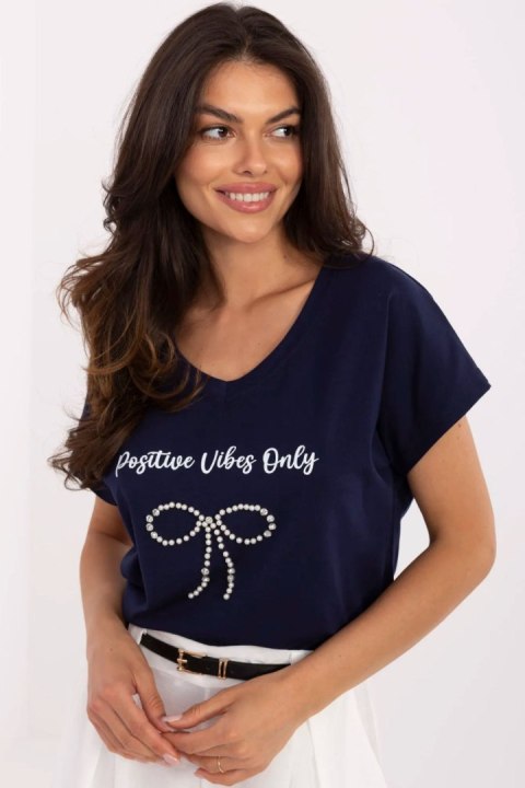 Tshirt Damski Model CLM-TS-1727.90 Navy - Factory Price Factory Price Tshirt Damski Model CLM-TS-1727.90 Navy - Factory Price Factory Price