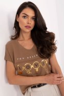 Tshirt Damski Model CLM-TS-1729.86 Light Brown - Factory Price Factory Price Tshirt Damski Model CLM-TS-1729.86 Light Brown - Factory Price Factory Price