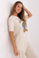 Tshirt Damski Model MI-TS-M3221G.75 Beige - Italy Moda Italy Moda Tshirt Damski Model MI-TS-M3221G.75 Beige - Italy Moda Italy Moda