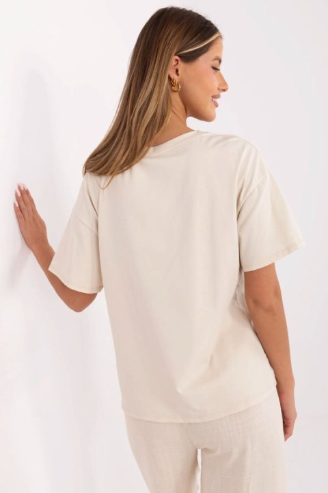 Tshirt Damski Model MI-TS-M3221G.75 Beige - Italy Moda Italy Moda Tshirt Damski Model MI-TS-M3221G.75 Beige - Italy Moda Italy Moda