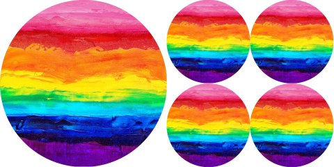 Zestaw podkładek na stół okrągłych 1+4 - COLORFULL Zestaw podkładek na stół okrągłych 1+4 - COLORFULL
